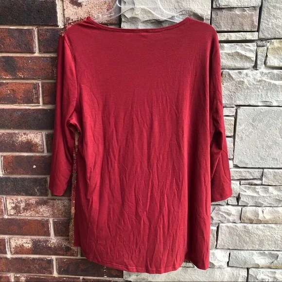 Avenue Burgundy Leopard Top Gold Sequins Wom 14/16 - Picture 3 of 3